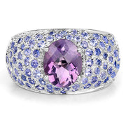 Bids.com 4.21 Carat Genuine Amethyst and Tanzanite .925 Sterling Silver Ring Rings White Smoke size 5.50,size 6.50,size 10.00,size 6.00,size 7.00,size 8.00,size 9.00