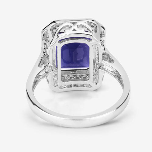 Bids.com 3.70 Carat Genuine Iolite and White Diamond 14K White Gold Ring Rings White Smoke size 6.00,size 7.00,size 8.00,size 9.00