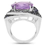Bids.com 5.95 Carat Genuine Amethyst and Tanzanite .925 Sterling Silver Ring Rings White Smoke size 6.00,size 8.00,size 7.00,size 9.00