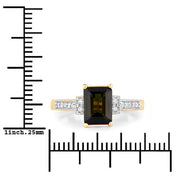 Bids.com 1.73 Carat Genuine Green Tourmaline and White Diamond 14K Yellow Gold Ring Rings White Smoke size 6.00,size 7.00,size 8.00,size 9.00