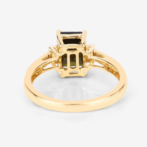 Bids.com 1.73 Carat Genuine Green Tourmaline and White Diamond 14K Yellow Gold Ring Rings White Smoke size 6.00,size 7.00,size 8.00,size 9.00