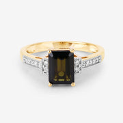 Bids.com 1.73 Carat Genuine Green Tourmaline and White Diamond 14K Yellow Gold Ring Rings Light Gray size 6.00,size 7.00,size 8.00,size 9.00