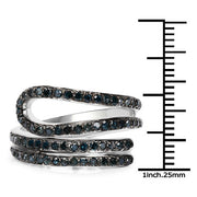 Bids.com 0.83 Carat Genuine Blue Diamond .925 Sterling Silver Ring Rings White Smoke size 7.00,size 6.00,size 8.00,size 9.00