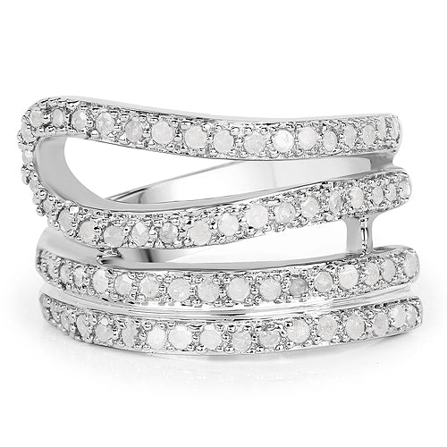 Bids.com 0.83 Carat Genuine White Diamond .925 Sterling Silver Ring Rings White Smoke size 7.00,size 8.00,size 6.00,size 9.00