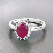Bids.com 1.58 Carat Genuine Ruby and White Diamond 10K White Gold Ring Rings Gray size 5.00,size 6.00,size 7.00,size 8.00,size 9.00