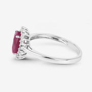 Bids.com 1.58 Carat Genuine Ruby and White Diamond 10K White Gold Ring Rings White Smoke size 5.00,size 6.00,size 7.00,size 8.00,size 9.00