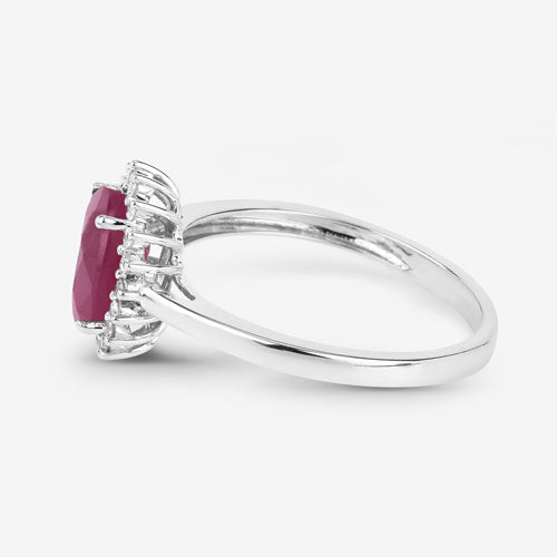 Bids.com 1.58 Carat Genuine Ruby and White Diamond 10K White Gold Ring Rings White Smoke size 5.00,size 6.00,size 7.00,size 8.00,size 9.00