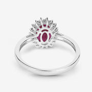 Bids.com 1.58 Carat Genuine Ruby and White Diamond 10K White Gold Ring Rings White Smoke size 5.00,size 6.00,size 7.00,size 8.00,size 9.00