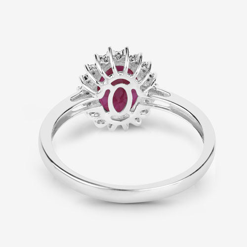 Bids.com 1.58 Carat Genuine Ruby and White Diamond 10K White Gold Ring Rings White Smoke size 5.00,size 6.00,size 7.00,size 8.00,size 9.00