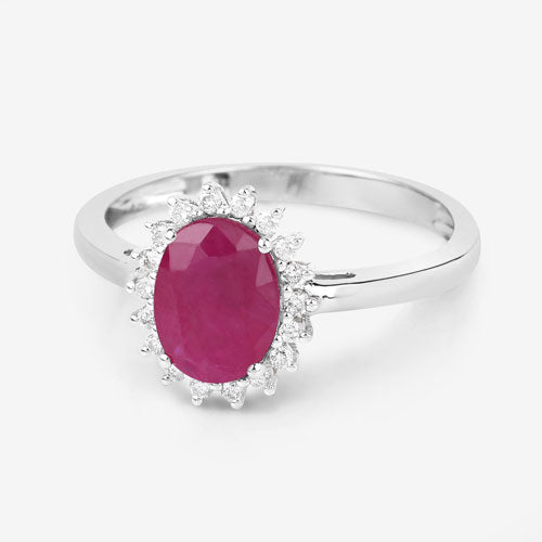Bids.com 1.58 Carat Genuine Ruby and White Diamond 10K White Gold Ring Rings Lavender size 5.00,size 6.00,size 7.00,size 8.00,size 9.00