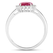 Bids.com 1.58 Carat Genuine Ruby and White Diamond 10K White Gold Ring Rings White Smoke size 5.00,size 6.00,size 7.00,size 8.00,size 9.00