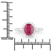 Bids.com 1.58 Carat Genuine Ruby and White Diamond 10K White Gold Ring Rings White Smoke size 5.00,size 6.00,size 7.00,size 8.00,size 9.00