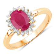 Bids.com 1.58 Carat Genuine Ruby and White Diamond 10K Yellow Gold Ring Rings White Smoke size 5.00,size 6.00,size 7.00,size 8.00,size 9.00