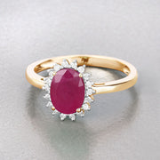 Bids.com 1.58 Carat Genuine Ruby and White Diamond 10K Yellow Gold Ring Rings Dark Gray size 5.00,size 6.00,size 7.00,size 8.00,size 9.00