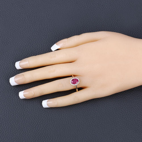 Bids.com 1.58 Carat Genuine Ruby and White Diamond 10K Yellow Gold Ring Rings Wheat size 5.00,size 6.00,size 7.00,size 8.00,size 9.00