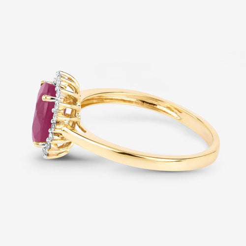 Bids.com 1.58 Carat Genuine Ruby and White Diamond 10K Yellow Gold Ring Rings White Smoke size 5.00,size 6.00,size 7.00,size 8.00,size 9.00