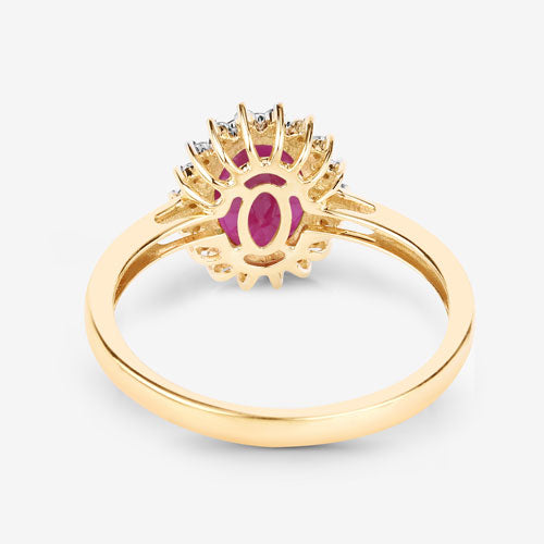 Bids.com 1.58 Carat Genuine Ruby and White Diamond 10K Yellow Gold Ring Rings White Smoke size 5.00,size 6.00,size 7.00,size 8.00,size 9.00