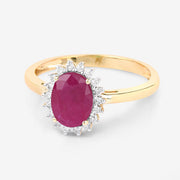 Bids.com 1.58 Carat Genuine Ruby and White Diamond 10K Yellow Gold Ring Rings White Smoke size 5.00,size 6.00,size 7.00,size 8.00,size 9.00