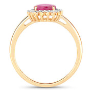 Bids.com 1.58 Carat Genuine Ruby and White Diamond 10K Yellow Gold Ring Rings White Smoke size 5.00,size 6.00,size 7.00,size 8.00,size 9.00