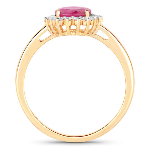 Bids.com 1.58 Carat Genuine Ruby and White Diamond 10K Yellow Gold Ring Rings White Smoke size 5.00,size 6.00,size 7.00,size 8.00,size 9.00