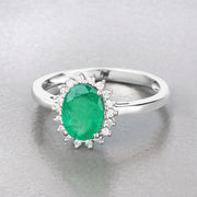 Bids.com 1.34 Carat Genuine Zambian Emerald and White Diamond 10K White Gold Ring Rings Gray size 5.00,size 6.00,size 7.00,size 8.00,size 9.00