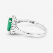 Bids.com 1.34 Carat Genuine Zambian Emerald and White Diamond 10K White Gold Ring Rings White Smoke size 5.00,size 6.00,size 7.00,size 8.00,size 9.00