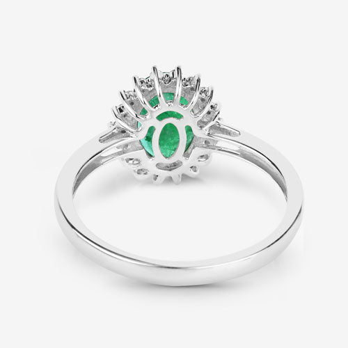 Bids.com 1.34 Carat Genuine Zambian Emerald and White Diamond 10K White Gold Ring Rings White Smoke size 5.00,size 6.00,size 7.00,size 8.00,size 9.00