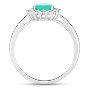 Bids.com 1.34 Carat Genuine Zambian Emerald and White Diamond 10K White Gold Ring Rings White Smoke size 5.00,size 6.00,size 7.00,size 8.00,size 9.00