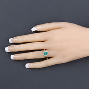 Bids.com 1.34 Carat Genuine Zambian Emerald and White Diamond 10K Yellow Gold Ring Rings Wheat size 5.00,size 6.00,size 7.00,size 8.00,size 9.00