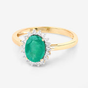 Bids.com 1.34 Carat Genuine Zambian Emerald and White Diamond 10K Yellow Gold Ring Rings White Smoke size 5.00,size 6.00,size 7.00,size 8.00,size 9.00