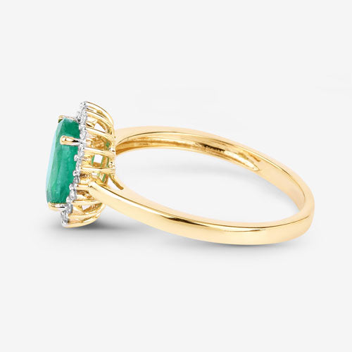Bids.com 1.34 Carat Genuine Zambian Emerald and White Diamond 10K Yellow Gold Ring Rings White Smoke size 5.00,size 6.00,size 7.00,size 8.00,size 9.00