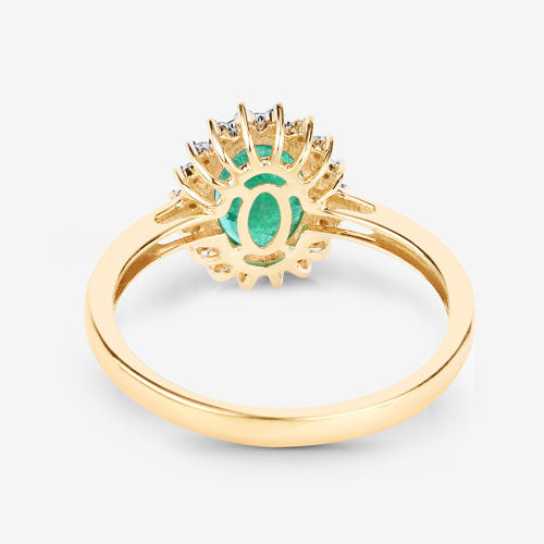 Bids.com 1.34 Carat Genuine Zambian Emerald and White Diamond 10K Yellow Gold Ring Rings White Smoke size 5.00,size 6.00,size 7.00,size 8.00,size 9.00