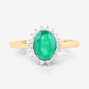 Bids.com 1.34 Carat Genuine Zambian Emerald and White Diamond 10K Yellow Gold Ring Rings White Smoke size 5.00,size 6.00,size 7.00,size 8.00,size 9.00
