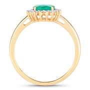 Bids.com 1.34 Carat Genuine Zambian Emerald and White Diamond 10K Yellow Gold Ring Rings White Smoke size 5.00,size 6.00,size 7.00,size 8.00,size 9.00
