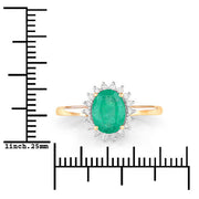 Bids.com 1.34 Carat Genuine Zambian Emerald and White Diamond 10K Yellow Gold Ring Rings White Smoke size 5.00,size 6.00,size 7.00,size 8.00,size 9.00