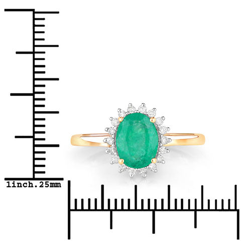 Bids.com 1.34 Carat Genuine Zambian Emerald and White Diamond 10K Yellow Gold Ring Rings White Smoke size 5.00,size 6.00,size 7.00,size 8.00,size 9.00