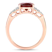 Bids.com 2.87 Carat Genuine Rhodolite and White Diamond 14K Rose Gold Ring Rings White Smoke size 6.00,size 7.00,size 8.00,size 9.00