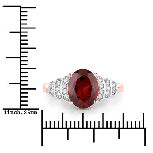 Bids.com 2.87 Carat Genuine Rhodolite and White Diamond 14K Rose Gold Ring Rings White Smoke size 6.00,size 7.00,size 8.00,size 9.00