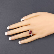 Bids.com 2.87 Carat Genuine Rhodolite and White Diamond 14K Rose Gold Ring Rings Navajo White size 6.00,size 7.00,size 8.00,size 9.00