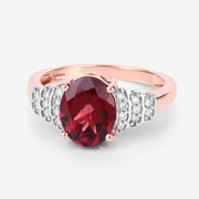 Bids.com 2.87 Carat Genuine Rhodolite and White Diamond 14K Rose Gold Ring Rings Lavender size 6.00,size 7.00,size 8.00,size 9.00