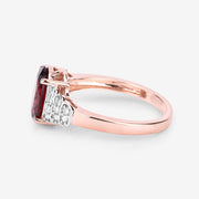 Bids.com 2.87 Carat Genuine Rhodolite and White Diamond 14K Rose Gold Ring Rings White Smoke size 6.00,size 7.00,size 8.00,size 9.00