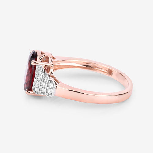 Bids.com 2.87 Carat Genuine Rhodolite and White Diamond 14K Rose Gold Ring Rings White Smoke size 6.00,size 7.00,size 8.00,size 9.00