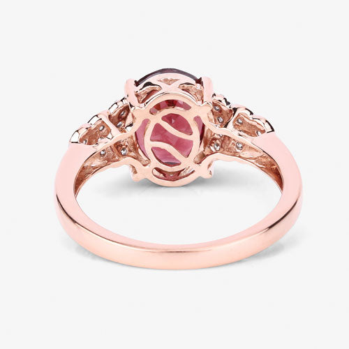 Bids.com 2.87 Carat Genuine Rhodolite and White Diamond 14K Rose Gold Ring Rings White Smoke size 6.00,size 7.00,size 8.00,size 9.00