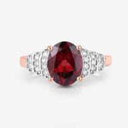 Bids.com 2.87 Carat Genuine Rhodolite and White Diamond 14K Rose Gold Ring Rings White Smoke size 6.00,size 7.00,size 8.00,size 9.00