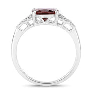 Bids.com 2.87 Carat Genuine Rhodolite and White Diamond 14K White Gold Ring Rings White Smoke size 6.00,size 7.00,size 8.00,size 9.00