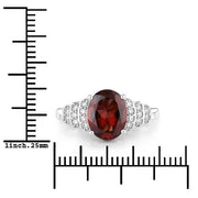 Bids.com 2.87 Carat Genuine Rhodolite and White Diamond 14K White Gold Ring Rings White Smoke size 6.00,size 7.00,size 8.00,size 9.00