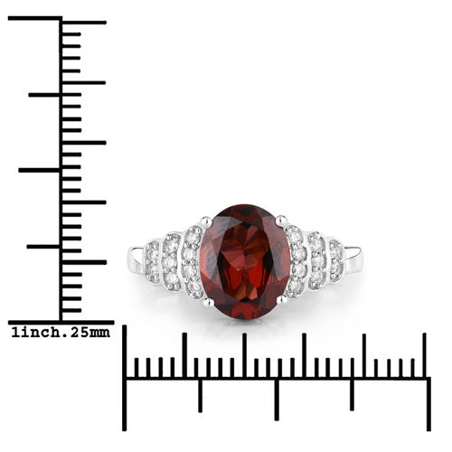 Bids.com 2.87 Carat Genuine Rhodolite and White Diamond 14K White Gold Ring Rings White Smoke size 6.00,size 7.00,size 8.00,size 9.00