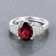 Bids.com 2.87 Carat Genuine Rhodolite and White Diamond 14K White Gold Ring Rings Dark Gray size 6.00,size 7.00,size 8.00,size 9.00