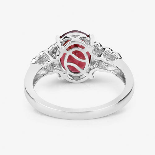 Bids.com 2.87 Carat Genuine Rhodolite and White Diamond 14K White Gold Ring Rings White Smoke size 6.00,size 7.00,size 8.00,size 9.00