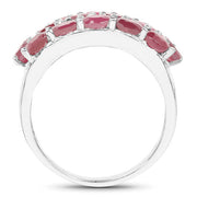 Bids.com 3.52 Carat Genuine Ruby .925 Sterling Silver Ring Rings White Smoke size 6.00,size 7.00,size 8.00,size 9.00,size 5.00,size 10.00